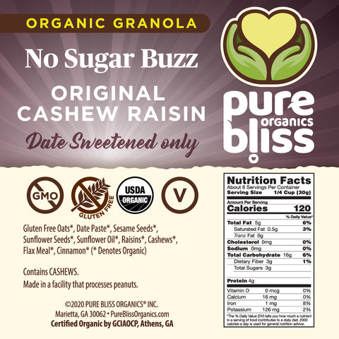 Organic No Sugar Buzz Granola - Original Cashew Raisin