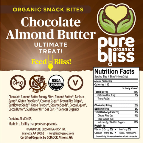 Organic Chocolate Almond Butter Snack Bites