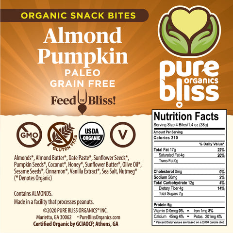 Organic Grain Free Snack Bites - Almond Pumpkin