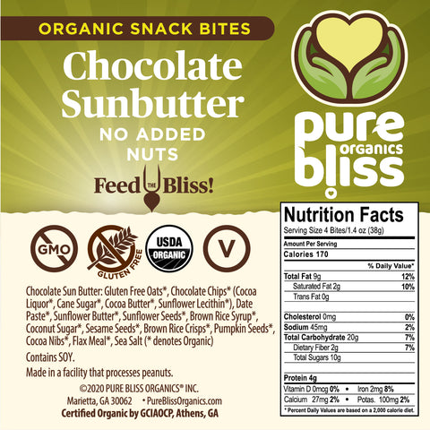 Organic Chocolate Sun Butter Snack Bites (nut free!)