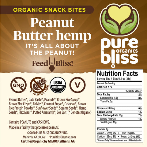 Organic Peanut Butter Hemp Snack Bites
